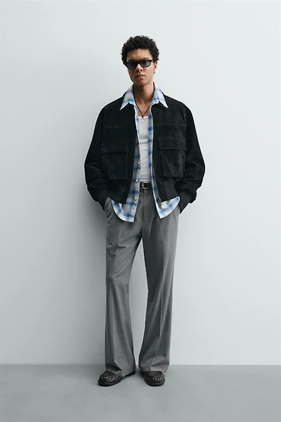 CROPPED SUEDE LEATHER JACKET