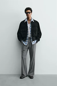 BLOUSON COURT EN CUIR CROÛTE