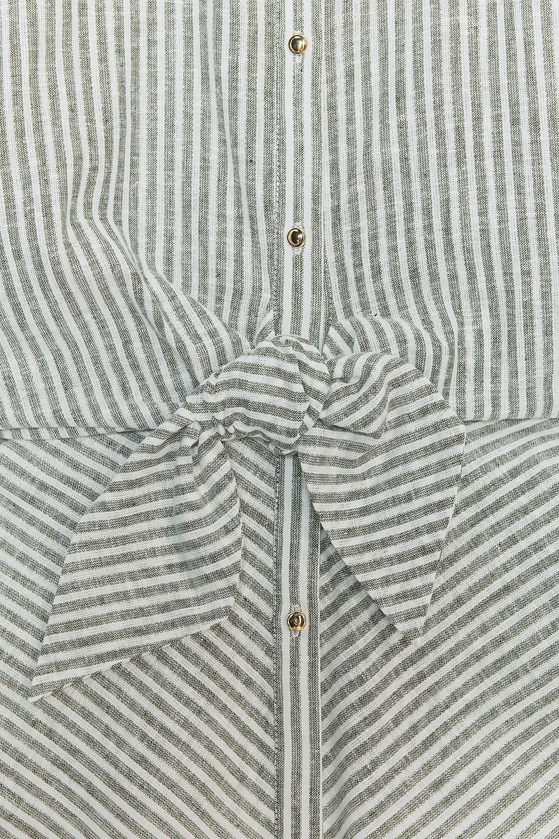 KNOTTED STRIPED LINEN SHIRT
