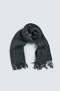 FRINGED PLAID SCARF