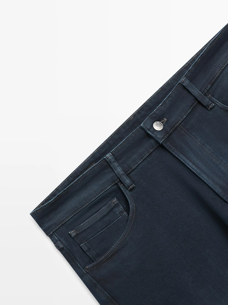 Slim fit denim-effect trousers