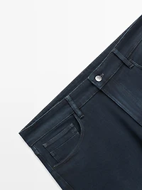 Slim fit denim-effect trousers