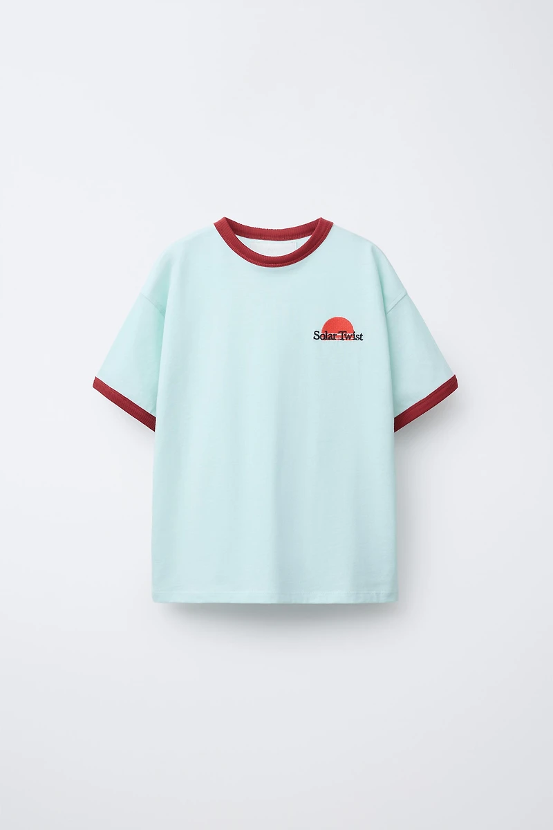 T-SHIRT BRODÉ LISERÉS CONTRASTE