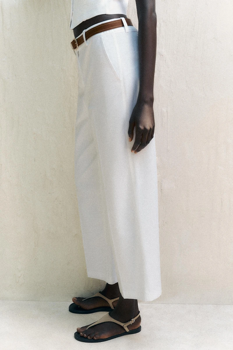 LINEN CULOTTES WITH BELT