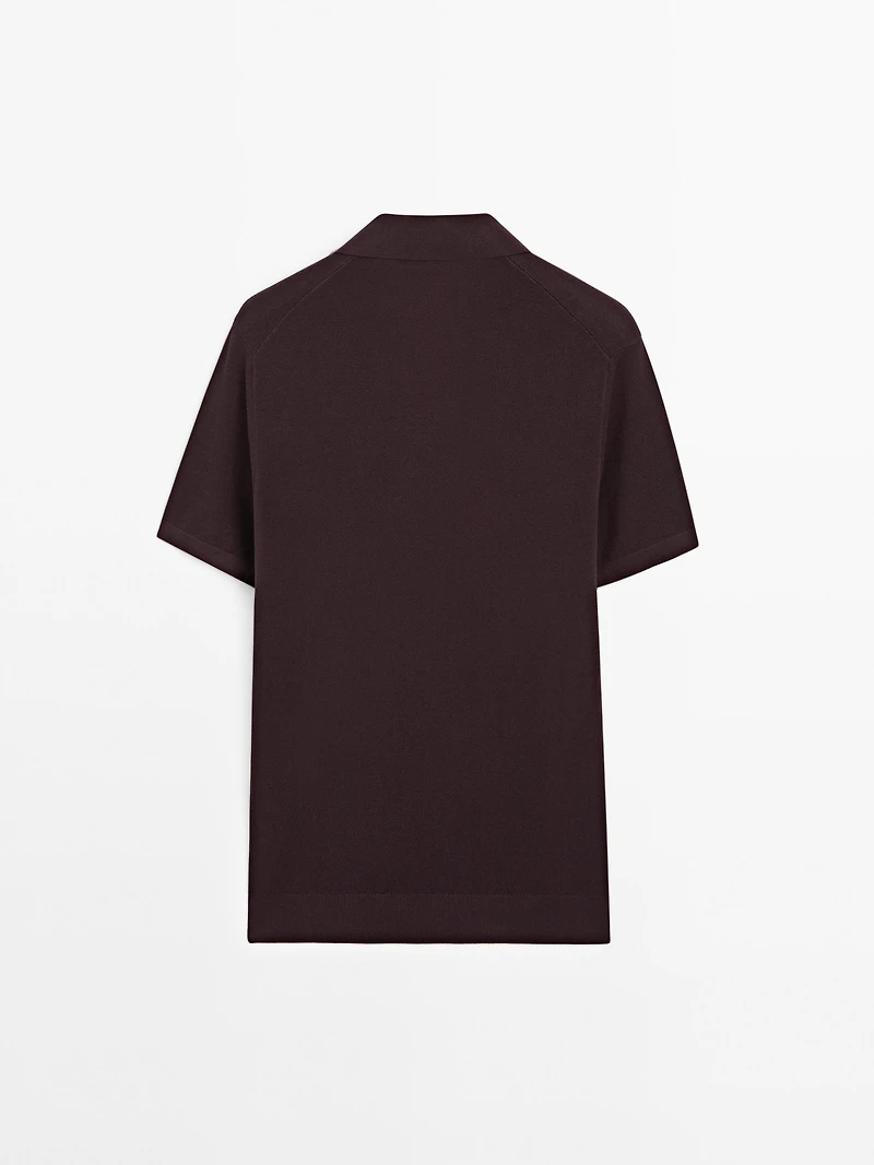 Knit V-neck polo shirt
