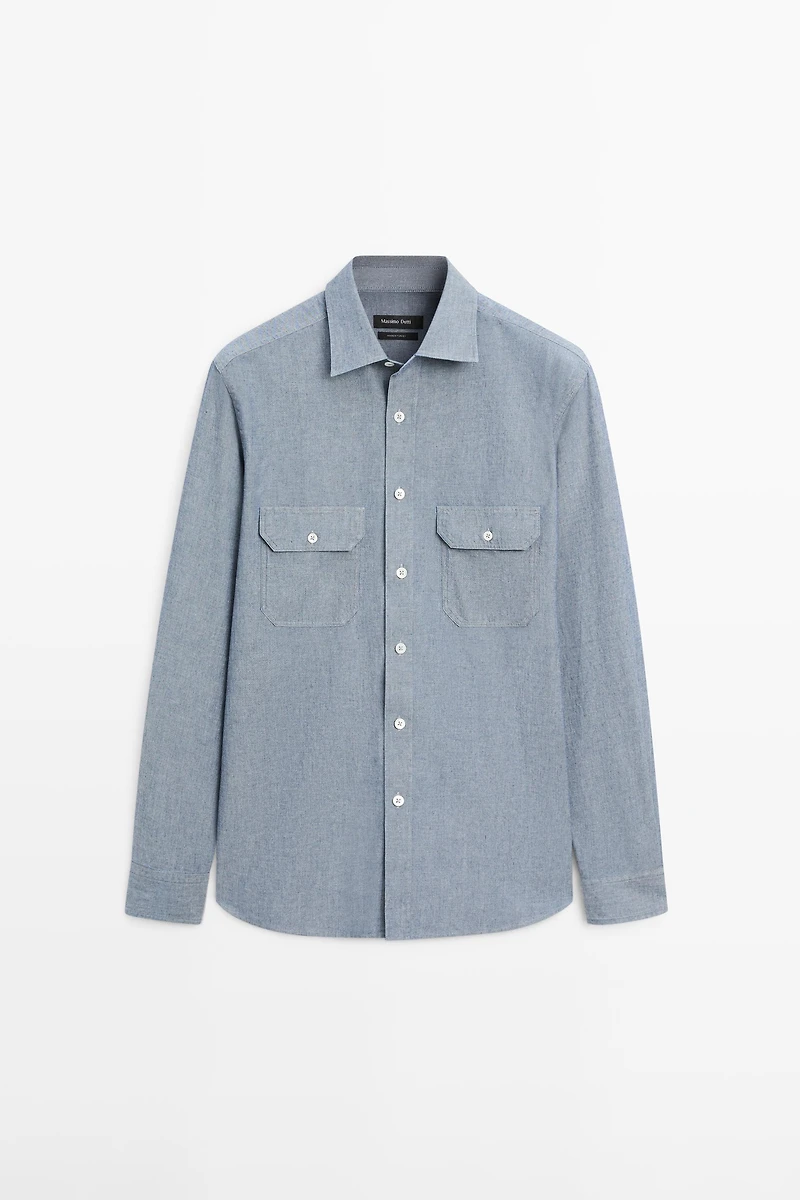 Regular fit chambray shirt with pocket details