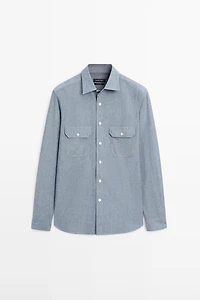 Regular fit chambray shirt with pocket details