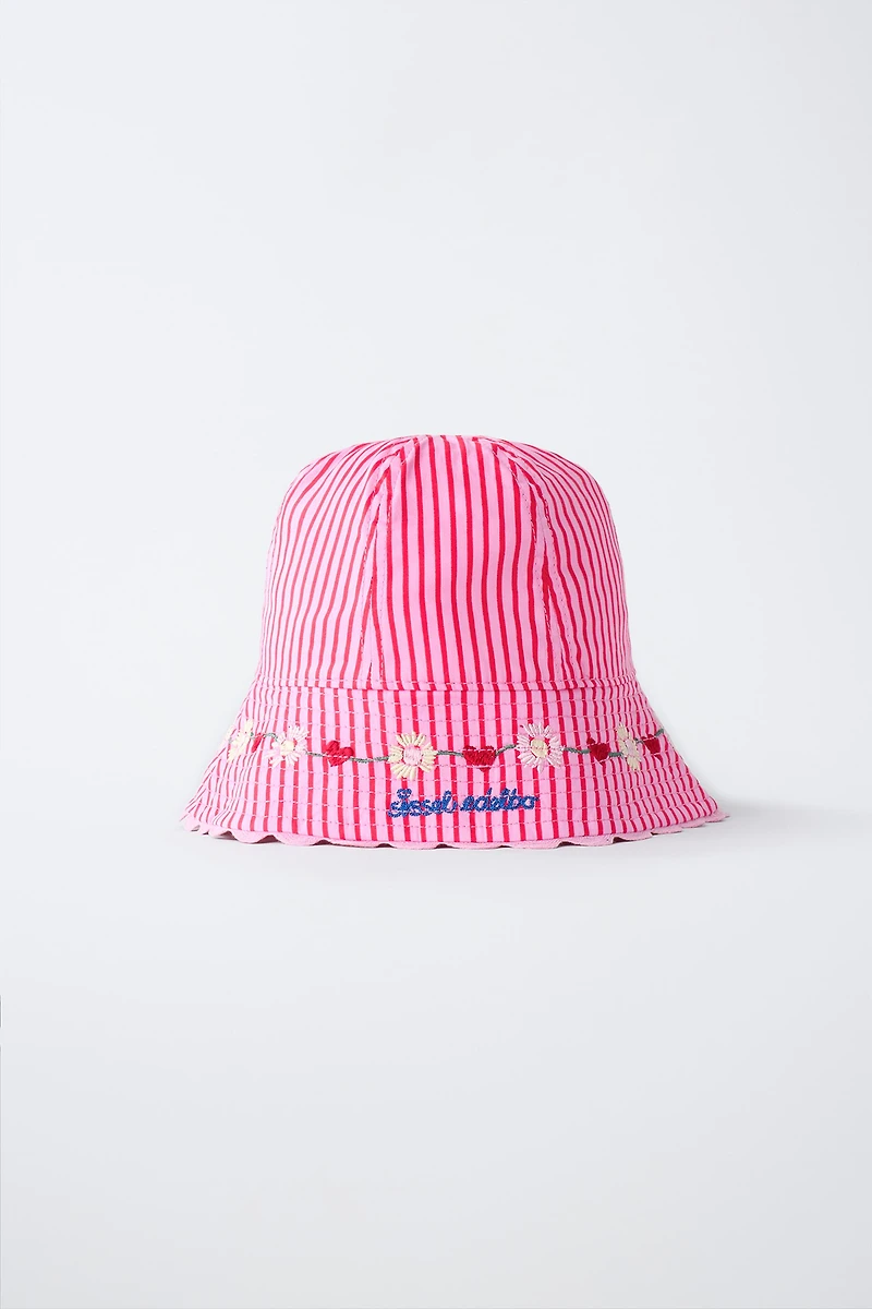 STRIPED EMBROIDERED BUCKET HAT SISSEL EDELBO X ZARA KIDS