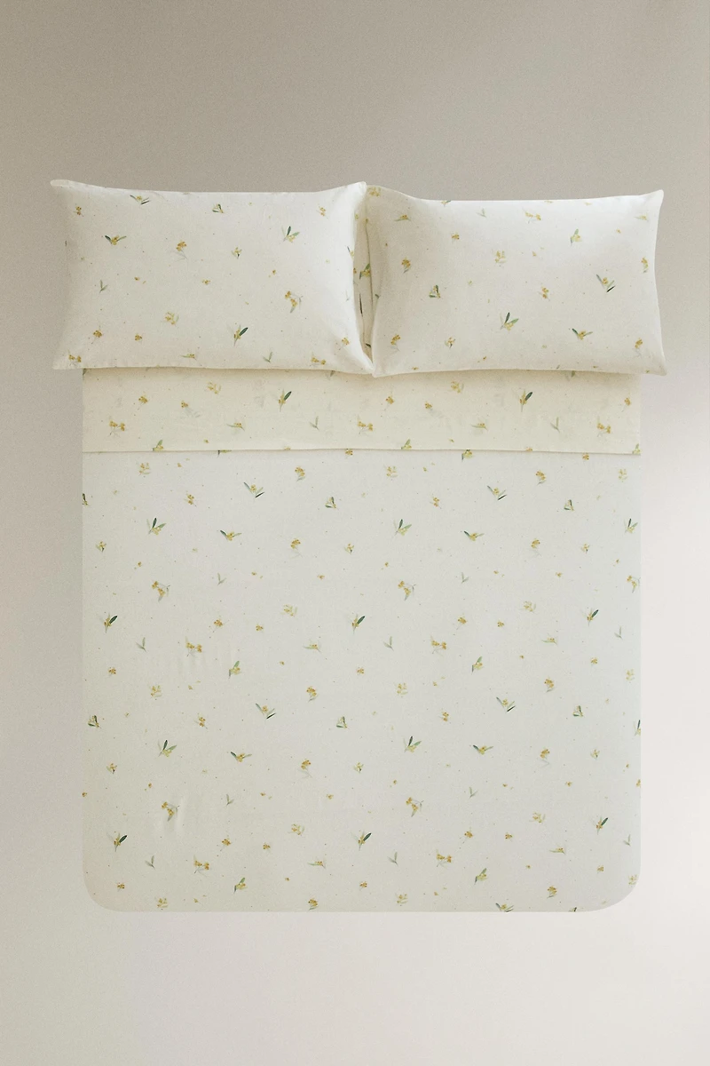 HOUSSE DE COUETTE LIN ET COTON MIMOSAS