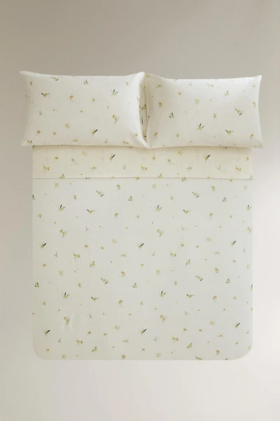 HOUSSE DE COUETTE LIN ET COTON MIMOSAS