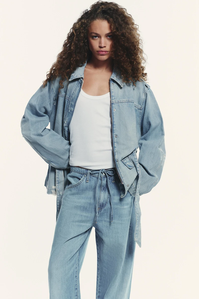 PANTALON FLUIDE DENIM TRF CORDON