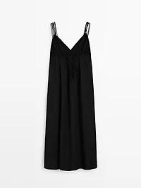 Robe midi à bretelles en ramie