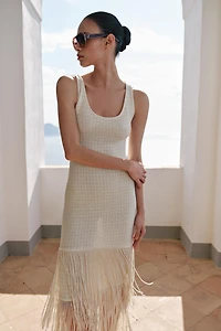 TEXTURED FRINGED DRESS