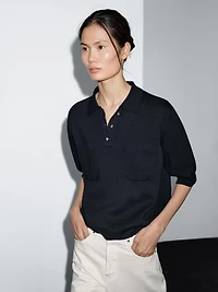 Cotton blend polo shirt with button details
