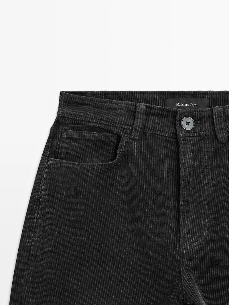 Straight-leg sulphur dye corduroy trousers