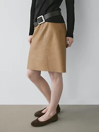Nappa leather mini skirt