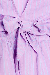 BLOUSE À RAYURES MANCHES BOUFFANTES ET NŒUD
