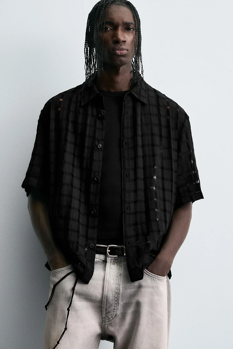 JACQUARD NEEDLE-OUT SHIRT