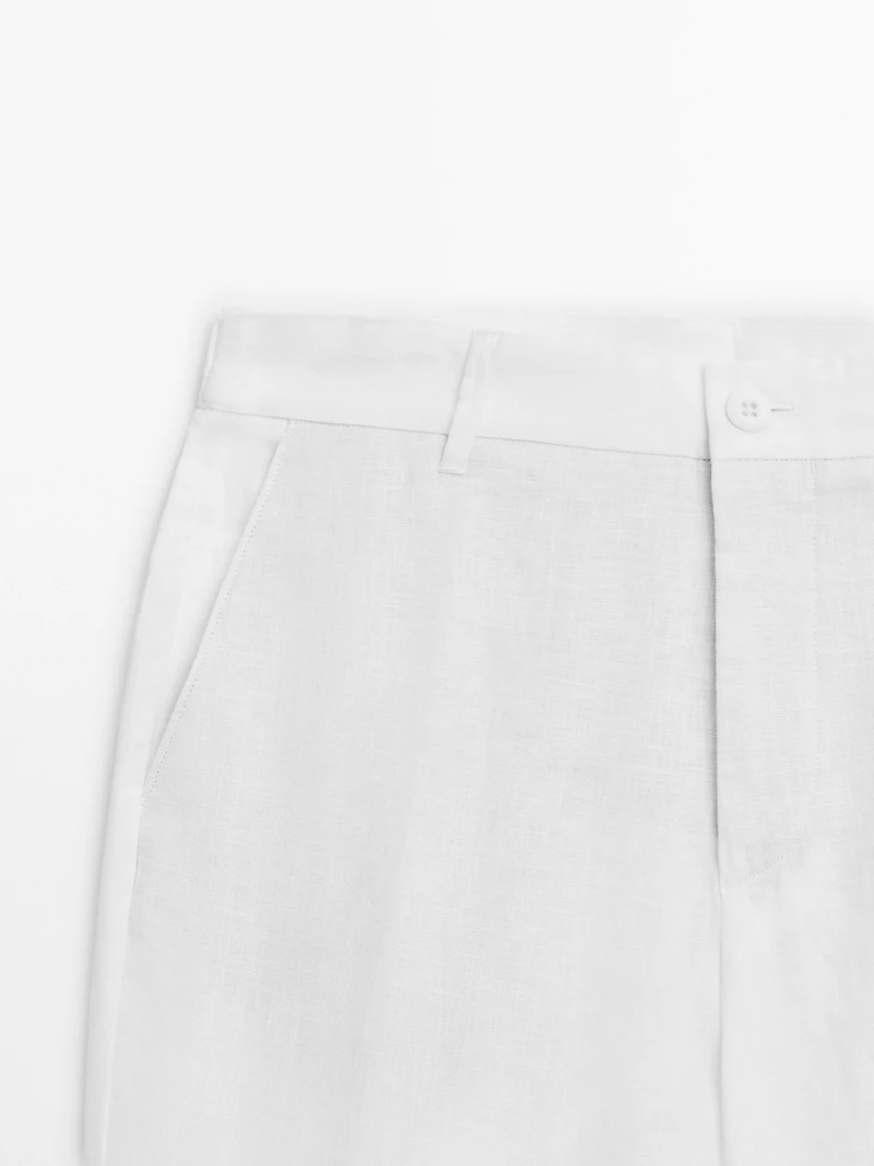 100% linen tapered fit trousers