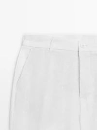 100% linen tapered fit trousers