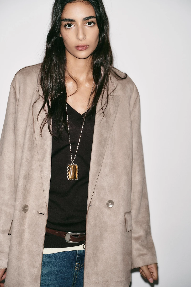 FAUX SUEDE BLAZER