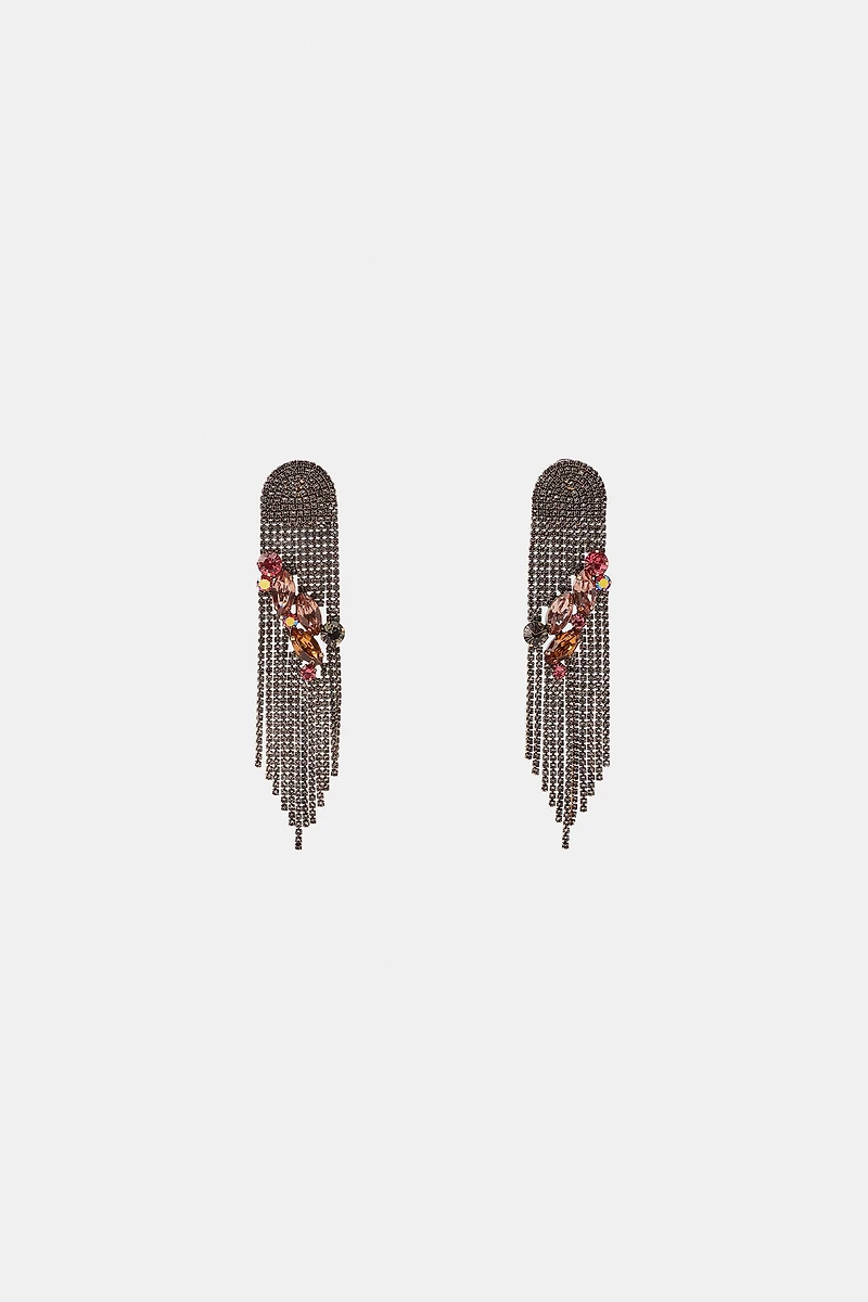 RHINESTONE FRINGE EARRINGS