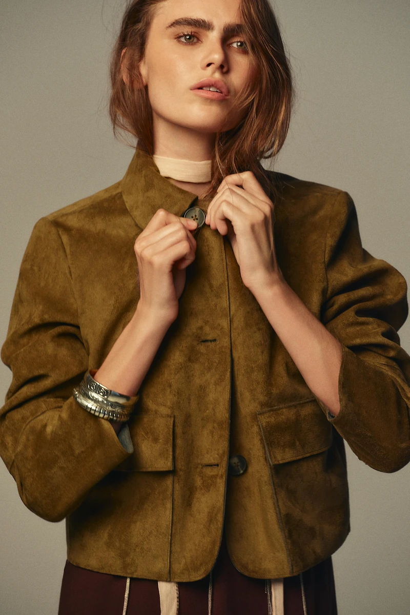 FAUX SUEDE CROPPED JACKET