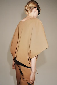 COTTON CAPE-SLEEVE T-SHIRT