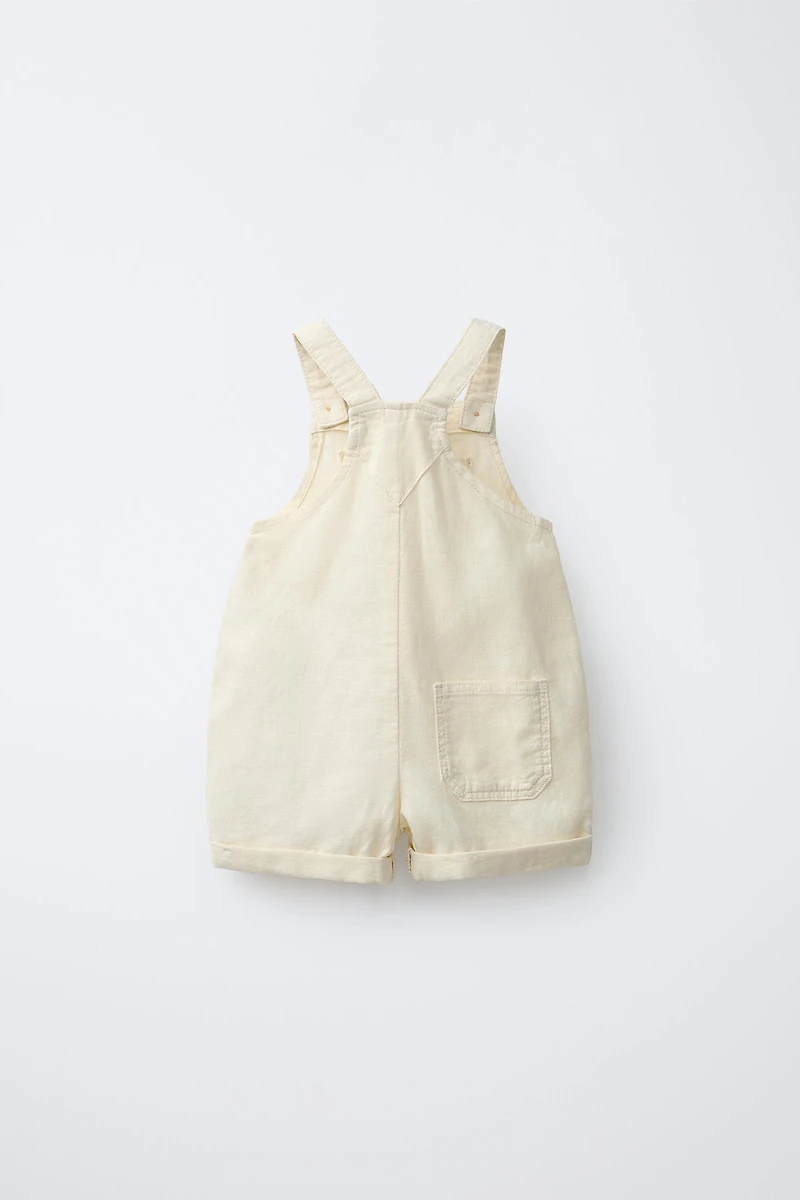 LINEN AND COTTON OVERALL SHORTS