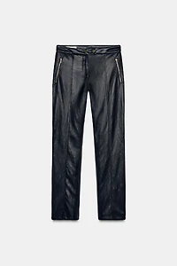 FAUX LEATHER FLARE PANTS