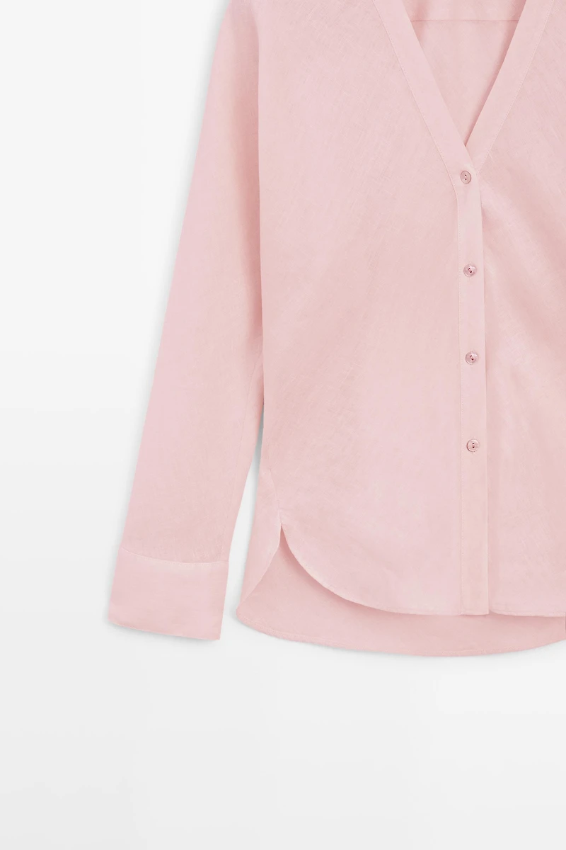 Chemise légère 100 % lin col en V