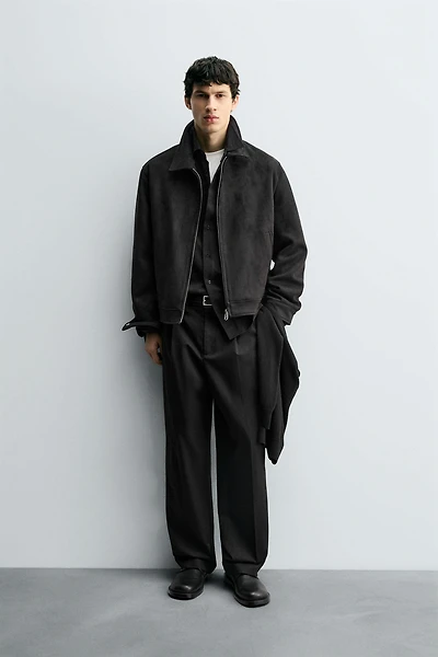 REGULAR FIT FAUX SUEDE JACKET