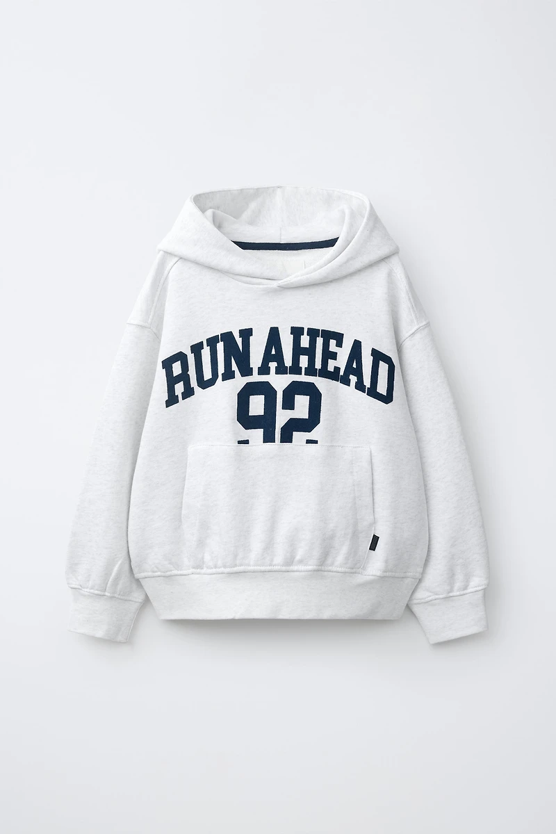 TEXT PRINT JOGGING HOODIE