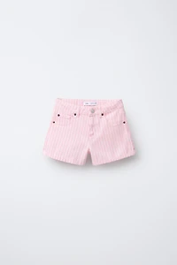 STRIPED DENIM SHORTS