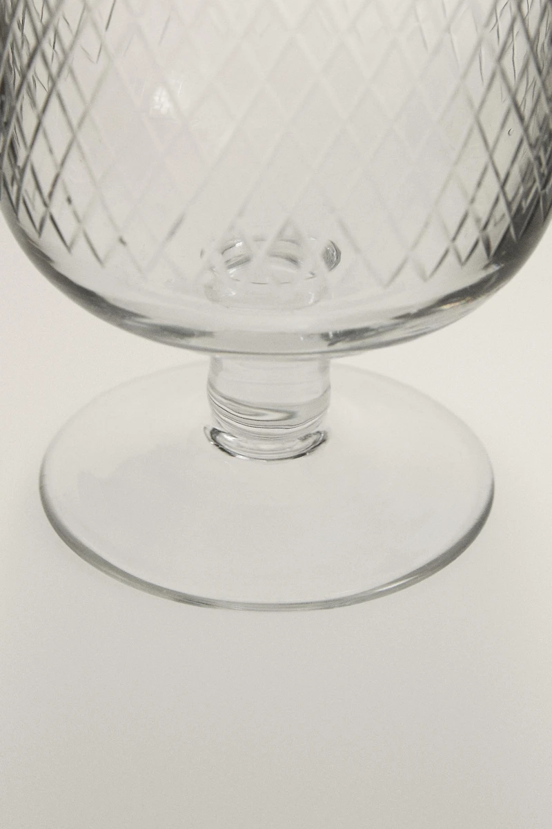 CARVED GLASS GOBLET
