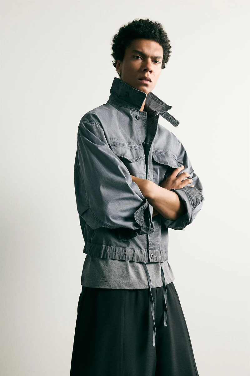 WASHED EFFECT CROPPED JACKET