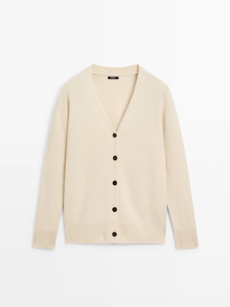 Cardigan col V en laine et alpaga