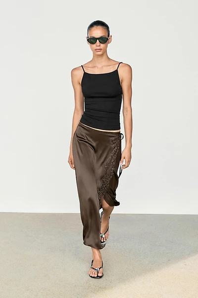 100% silk lace-detail pareo skirt