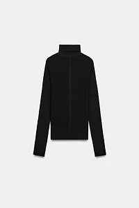 WOOL BLEND KNIT HIGH NECK JUMPER