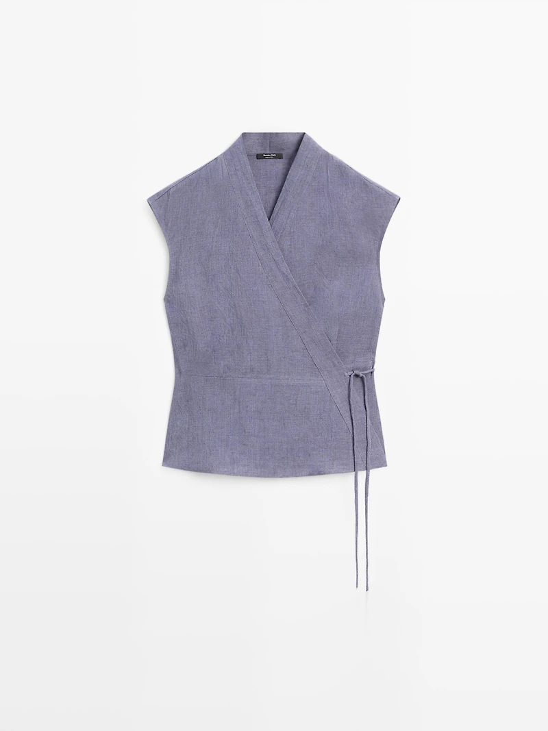 100% linen crossover waistcoat