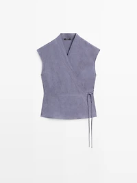 100% linen crossover waistcoat