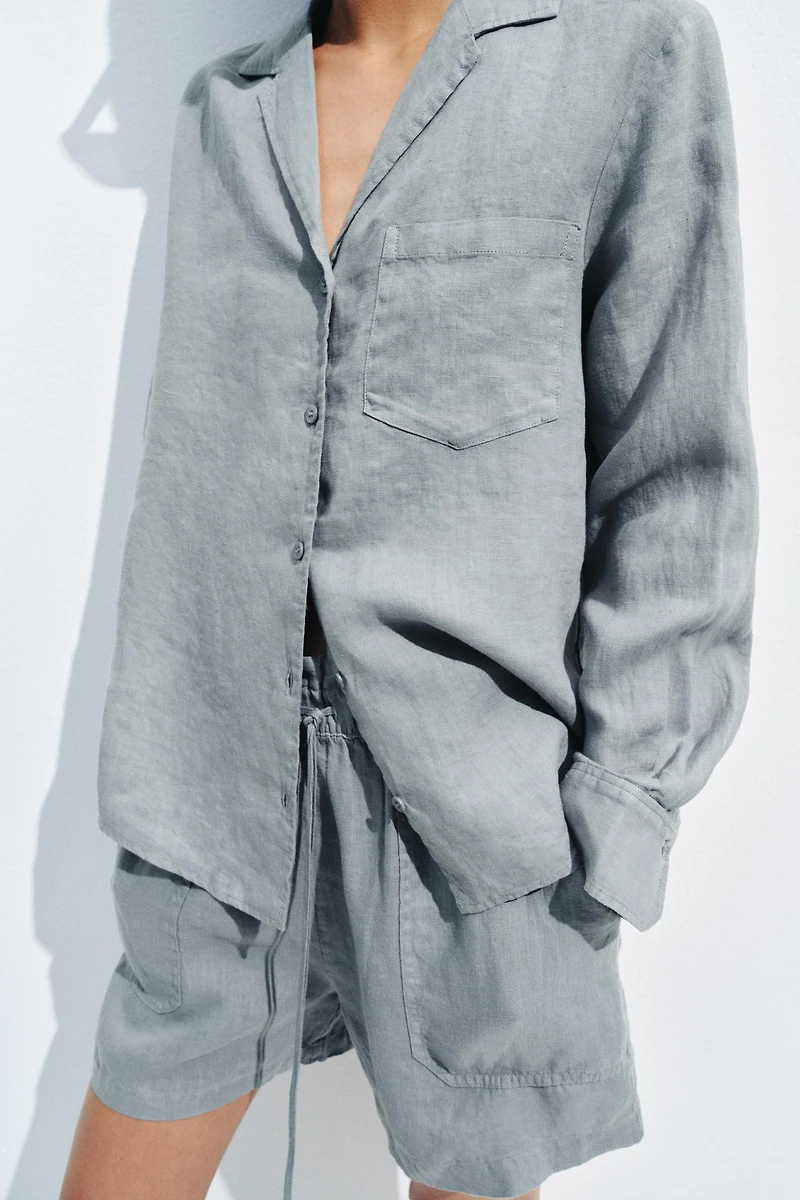 100% LINEN SHIRT WITH POCKET ZW COLLECTION
