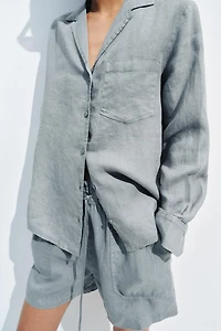 100% LINEN SHIRT WITH POCKET ZW COLLECTION