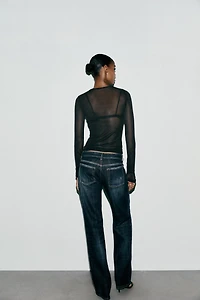 SEMI-SHEER RUCHED T-SHIRT
