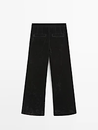 Flare fit high-waist flocked jeans