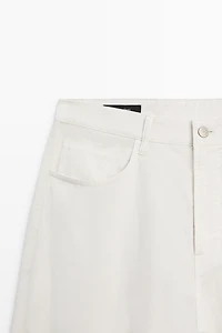 Barrel fit poplin denim-effect pants