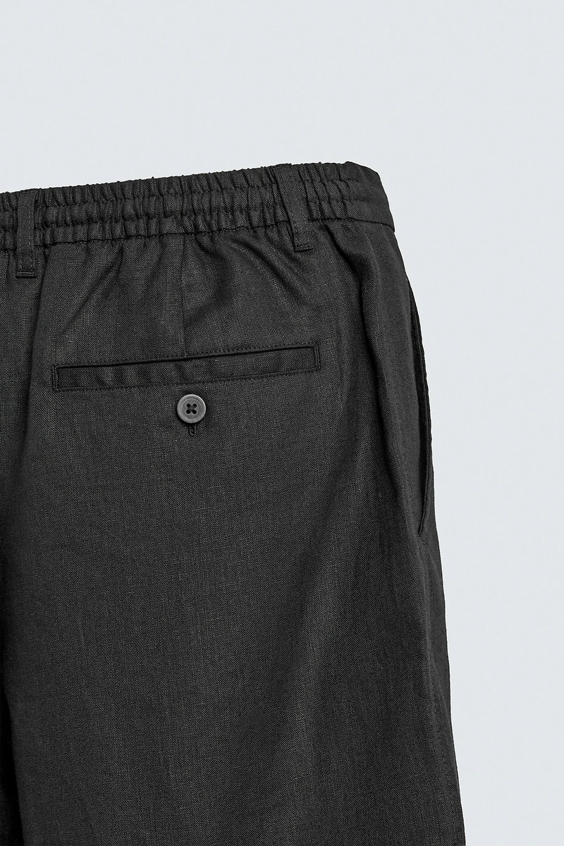 100% LINEN REGULAR FIT PANTS