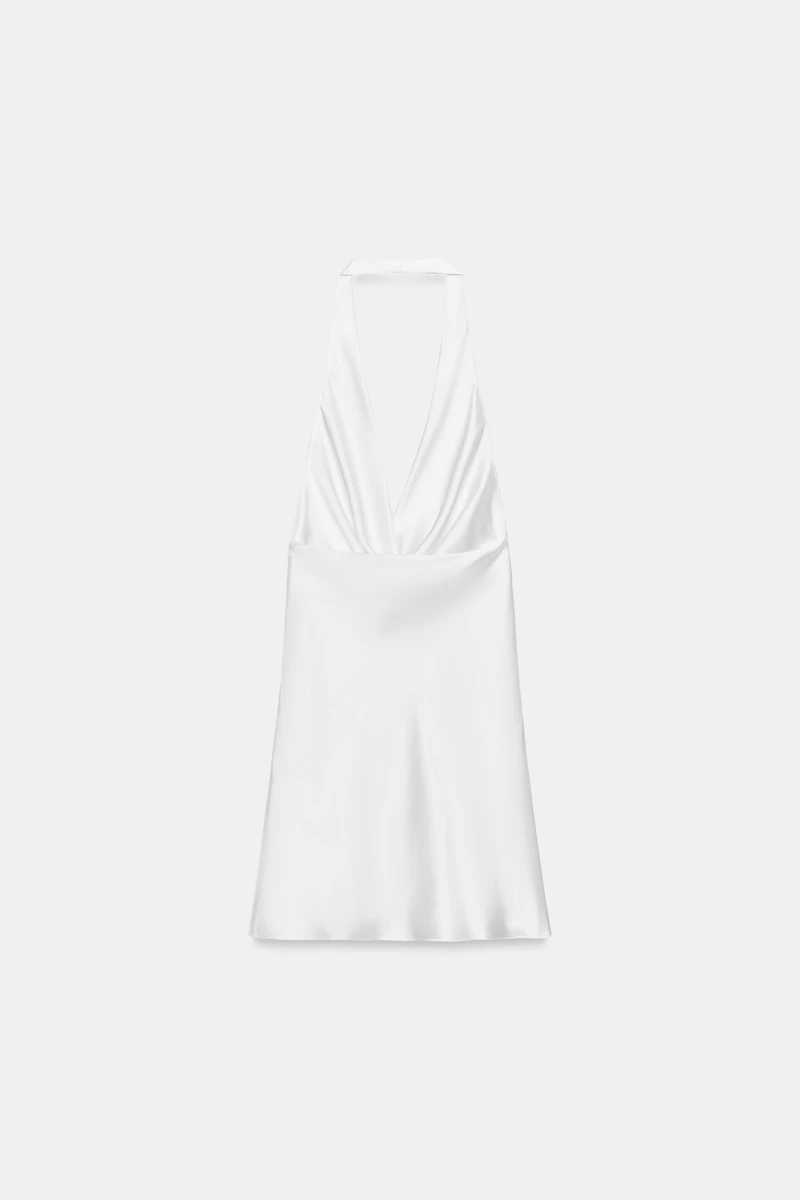 SATIN EFFECT SASH MINI DRESS