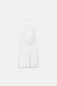 SATIN EFFECT SASH MINI DRESS