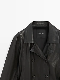 Veste avec ceinture en cuir nappa